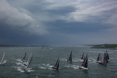 Start Class 16Newport Bermuda RaceThunderstorm arriving/ Photo Credit: Daniel Forster